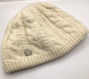 Y2K Gravis 100% Wool Cream Cable Knit Fleece Lined Beanie Kids S/M Ski Outdoors